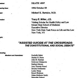 Minutes, 1996-10-09. Death,...