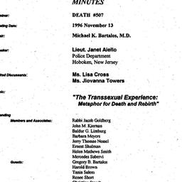 Minutes, 1996-11-13. Death,...
