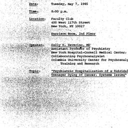 Announcements, 1985-04-10. ...