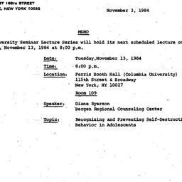 Announcements, 1984-11-03. ...