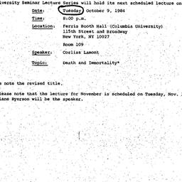Announcements, 1984-10-01. ...