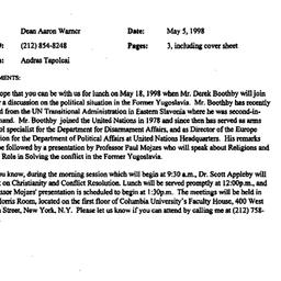 Correspondence, 1998-05-05....