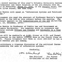Announcements, 1976-02-27. ...
