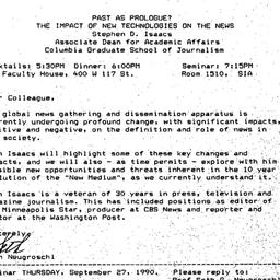 Announcements, 1990-09-27. ...