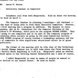 Announcements, 1982-03-08. ...