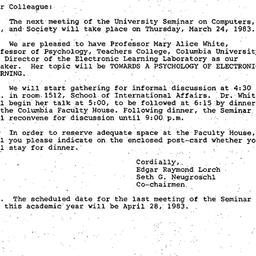 Announcements, 1984-03-24. ...
