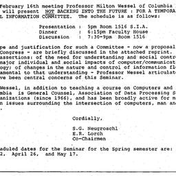 Announcements, 1984-02-07. ...