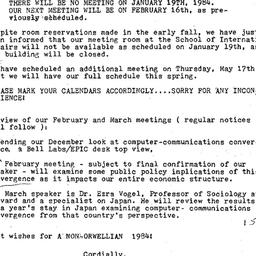 Announcements, 1984-01-03. ...