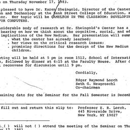 Announcements, 1983-11-03. ...