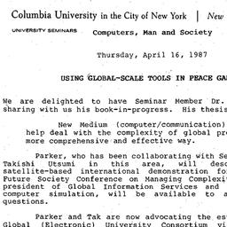 Announcements, 1987-04-16. ...