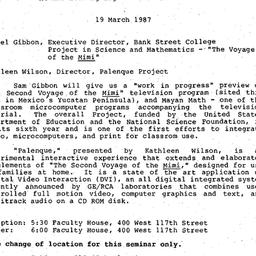 Announcements, 1987-03-19. ...