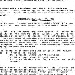 Announcements, 1986-09-17. ...