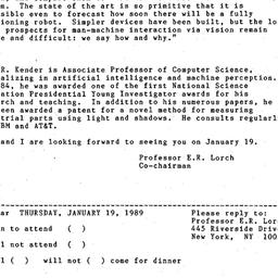 Announcements, 1989-01-19. ...