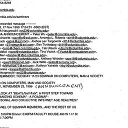 Announcements, 1999-11-17. ...