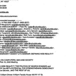 Announcements, 2000-02-14. ...
