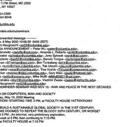 Announcements, 2000-05-08. ...
