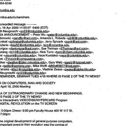 Announcements, 2000-04-18. ...