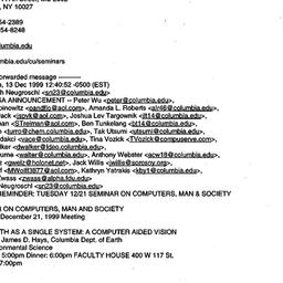 Announcements, 1999-12-13. ...