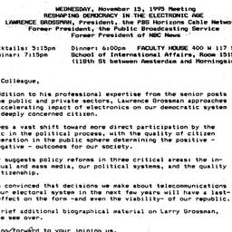 Announcements, 1995-11-15. ...
