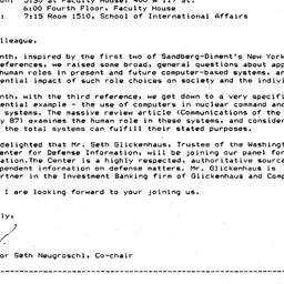Announcements, 1987-11-19. ...