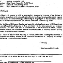 Announcements, 1988-01-21. ...