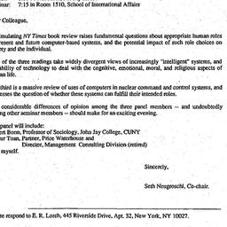 Announcements, 1987-10-22. ...