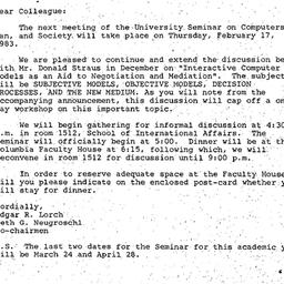 Announcements, 1983-02-17. ...
