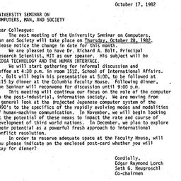 Announcements, 1982-10-17. ...