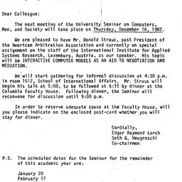 Announcements, 1982-12-03. ...