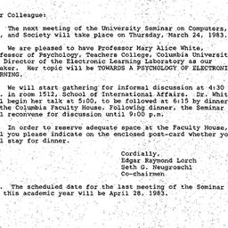 Announcements, 1983-03-25. ...