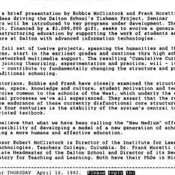 Announcements, 1992-04-16. ...
