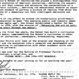 Announcements, 1996-10-16. ...