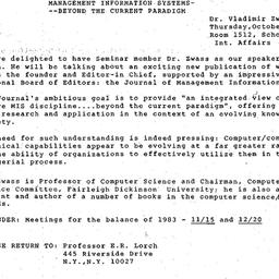 Announcements, 1984-10-08. ...