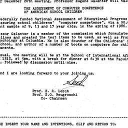 Announcements, 1984-12-06. ...