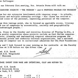 Announcements, 1985-02-10. ...