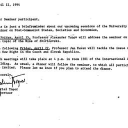 Announcements, 1994-04-12. ...