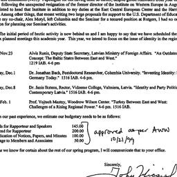 Correspondence, 1999-10-19....