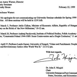 Correspondence, 1999-02-22....