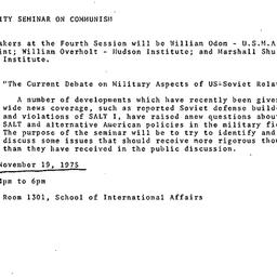 Announcements, 1975-11-10. ...