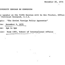 Announcements, 1975-11-20. ...