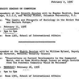 Announcements, 1976-02-02. ...