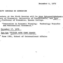 Announcements, 1975-12-04. ...