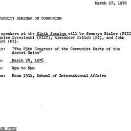 Announcements, 1976-03-17. ...