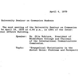 Announcements, 1979-04-04. ...