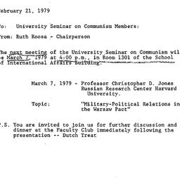 Announcements, 1979-02-21. ...