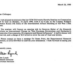 Announcements, 1990-03-26. ...