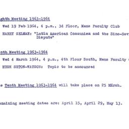 Announcements, 1964-02-19. ...
