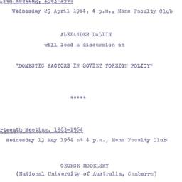 Announcements, 1964-04-29. ...