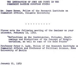 Announcements, 1969-01-21. ...