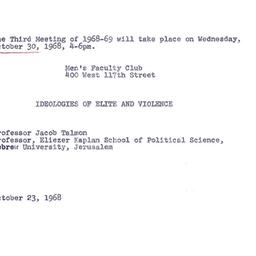 Announcements, 1968-10-23. ...